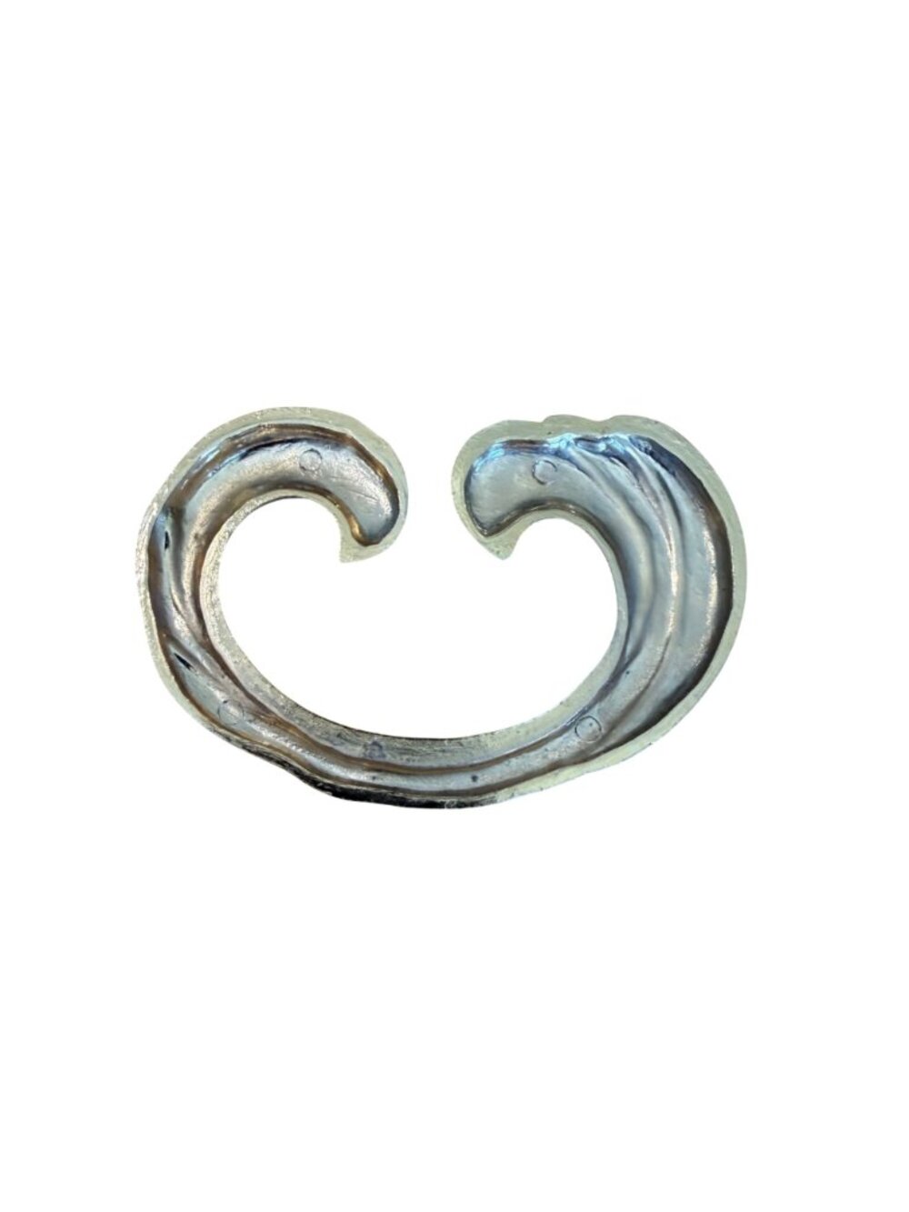 Curled Wave Swirl Scarf Slide Clip Gold Tone VTG 1980s Textured Metal Retro - Picture 5 of 6